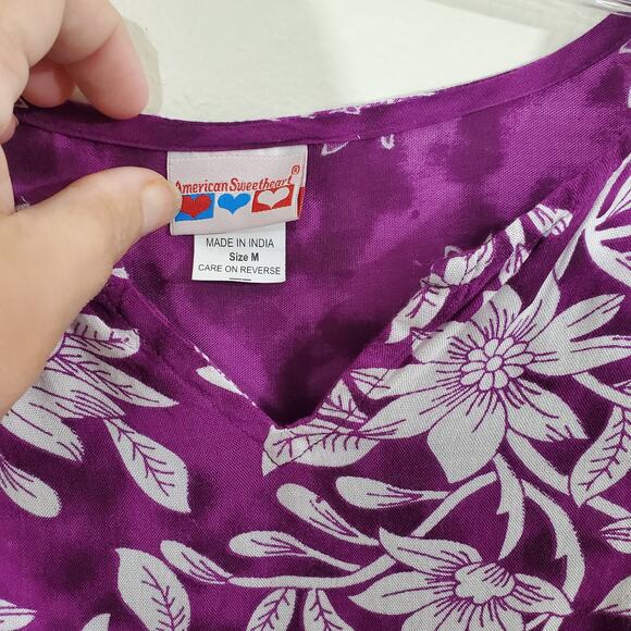 American Sweetheart Women's Sleeveless Purple Flowy Boho Dress Elastic Size M - Picture 4 of 15